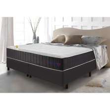 Conjunto Cama Box Queen com Molas Ensacadas Cama inBox Cloud Cinza 158x198x67