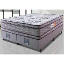 Cama Box Queen Colchão Ortopédico + Box 158x198x71 Double Face Espuma D45 Cinza