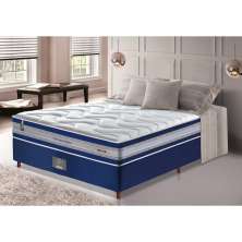 Conjunto Cama Box Casal de Molas Ensacadas D33 Cama inBox Select Firme 138x188x70 Azul
