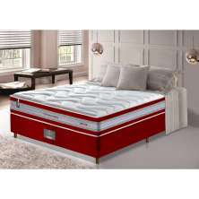 Conjunto Cama Box Casal de Molas Ensacadas D33 Cama inBox Select Firme 138x188x70 Vermelho