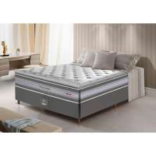 Conjunto Cama Box Casal de Molas Ensacadas D33 com Pillow TOP Cama inBox Select 138x188x70 Cinza