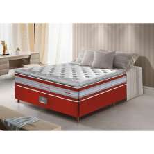 Conjunto Cama Box Casal de Molas Ensacadas D33 com Pillow TOP Cama inBox Select 138x188x70 Vermelho