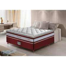 Conjunto Cama Box Casal de Molas Ensacadas D33 com Pillow TOP Cama inBox Select 138x188x70 Vinho