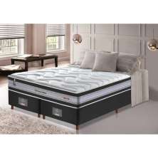 Conjunto Cama Box King de Molas Ensacadas D33 Cama inBox Select Firme 193x203x70 Preto