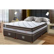 Conjunto Cama Box Queen de Molas Ensacadas Cama inBox Select Euro Soft 158x198x71 Café
