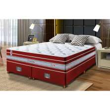 Conjunto Cama Box Queen de Molas Ensacadas Cama inBox Select Euro Soft 158x198x71 Vermelho