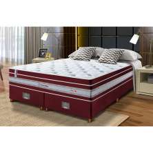 Conjunto Cama Box Queen de Molas Ensacadas Cama inBox Select Euro Soft 158x198x71 Vinho