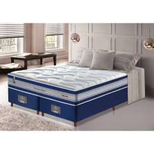 Conjunto Cama Box Queen de Molas Ensacadas D33 Cama inBox Select Firme 158x198x70 Azul
