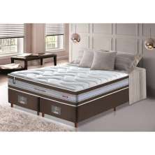 Conjunto Cama Box Queen de Molas Ensacadas D33 Cama inBox Select Firme 158x198x70 Café