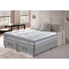 Conjunto Cama Box Queen de Molas Ensacadas D33 Cama inBox Select Firme 158x198x70 Cinza
