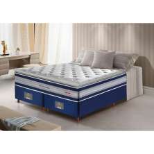 Conjunto Cama Box Queen de Molas Ensacadas D33 com Pillow TOP Cama inBox Select 158x198x70 Azul