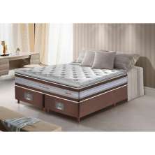 Conjunto Cama Box Queen de Molas Ensacadas D33 com Pillow TOP Cama inBox Select 158x198x70 Café