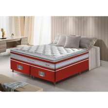 Conjunto Cama Box Queen de Molas Ensacadas D33 com Pillow TOP Cama inBox Select 158x198x70 Vermelho