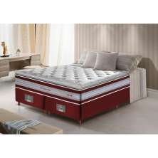 Conjunto Cama Box Queen de Molas Ensacadas D33 com Pillow TOP Cama inBox Select 158x198x70 Vinho