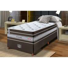 Conjunto Cama Box Solteiro de Molas Ensacadas Cama inBox Select Euro Soft 88x188x71 Café