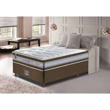 Conjunto Cama Box Solteiro de Molas Ensacadas D33 Cama inBox Select Firme 88x188x70 Café