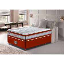 Conjunto Cama Box Solteiro de Molas Ensacadas D33 Cama inBox Select Firme 88x188x70 Vermelho