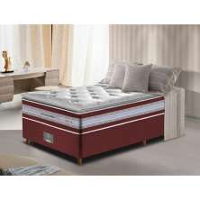 Conjunto Cama Box Solteiro de Molas Ensacadas D33 com Pillow TOP Cama inBox Select 88x188x70 Vinho