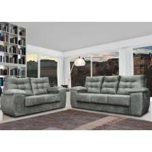 Conjunto Sofá Luxemburgo 3 e 2 Lugares 1,52m e 2,02m Suede Cinza