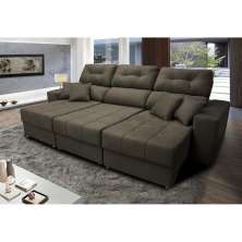 Sofá Retrátil e Reclinável Cama inBox Diamond 2,52m Tecido Suede Velusoft Café