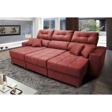 Sofá Retrátil e Reclinável Cama inBox Diamond 2,52m Tecido Suede Velusoft Vermelho