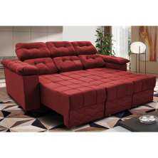 Sofa Itália 2,25 Mts Retrátil e Reclinavel Tecido Suede Vermelho - Cama InBox