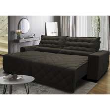 Sofá 2,12m Retrátil e Reclinável com Molas Cama inBox Plus Tecido Suede Velusoft Café