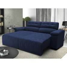 Sofá 2,32m Retrátil e Reclinável com Molas Cama inBox Top Tecido Suede Velusoft Azul