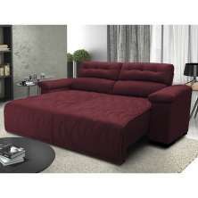 Sofá 2,32m Retrátil e Reclinável com Molas Cama inBox Top Tecido Suede Velusoft Vinho