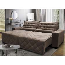 Sofá 2,52m Retrátil e Reclinável com Molas Cama inBox Plus Tecido Suede Velusoft Castor