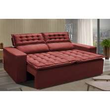 Sofá 3 Lugares Retrátil e Reclinável Cama inBox Slim 1,80m Velusoft Vermelho