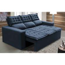 Sofá 3 Lugares Retrátil e Reclinável Cama inBox Slim 2,00m Velusoft Azul