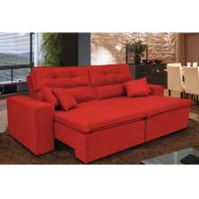 Sofá Cairo 2,02m Retrátil, Reclinável com 4 Almofadas Tecido Suede Vermelho - Cama InBox