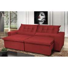 Sofá Montenegro 3,12 Mts Retrátil, Reclinável com Molas no Assento e 2 Almofadas Lombar Tecido Suede Vermelho - Siena Moveis