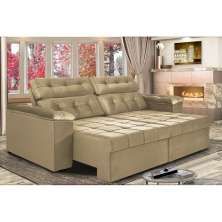 Sofá New Itália 2,52 Mts Retrátil e Reclinável Tecido Suede Marrom Castor - Cama InBox