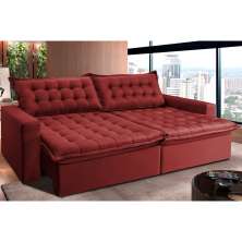 Sofá Retrátil Reclinável e Cama 2,35m Cama inBox Flex Suede Velusoft Vermelho