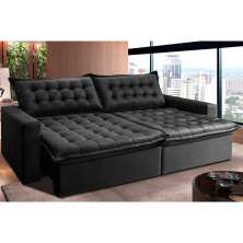 Sofá Retrátil Reclinável e Cama 2,75m Cama inBox Flex Suede Velusoft Preto
