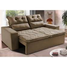 Sofá Retrátil e Reclinável 1,50m Cama inBox Smal com bordado pantográfico Suede Castor