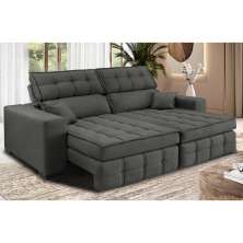 Sofá Retrátil e Reclinável 1,80m Molas Ensacadas e Costura Tripla Cama inBox Nobre Suede Cinza