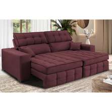 Sofá Retrátil e Reclinável 1,80m Molas Ensacadas e Costura Tripla Cama inBox Nobre Suede Vinho