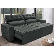 Sofá Retrátil e Reclinável 2,00m Cama inBox Charm Velusoft Cinza