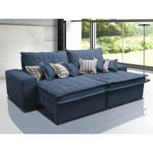 Sofá Retrátil e Reclinável 2,12m com Molas Ensacadas Cama Inbox Supreme Tecido Suede Velusoft Azul