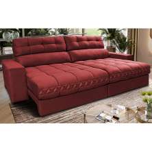 Sofá Retrátil e Reclinável 2,32m Molas Ensacadas Cama inBox Brasil Velusoft Vermelho