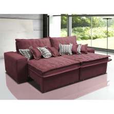 Sofá Retrátil e Reclinável 2,52m com Molas Ensacadas Cama Inbox Supreme Tecido Suede Velusoft Vinho