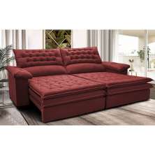 Sofá Retrátil e Reclinável 2,72m Molas Ensacadas Cama inBox Alemanha com Espuma Viscoelástico Velusoft Vermelho