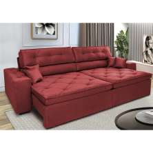 Sofá Retrátil e Reclinável 2,72m com Molas Cama inBox Estilo Suede Velusoft Vermelho