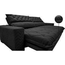 Sofá Retrátil e Reclinável 2,75m Molas Ensacadas Cama inBox Spazus com Bordado 3D Velusoft Preto