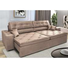 Sofá Retrátil e Reclinável 2,92m com Molas Cama inBox Estilo Suede Velusoft Castor
