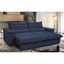 Sofá Retrátil e Reclinável 2,92m com Molas Ensacadas Cama inBox Aconchego Tecido Suede Azul