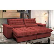 Sofá Retrátil e Reclinável 2,92m com Molas Ensacadas Cama inBox Aconchego Tecido Suede Vermelho